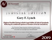 AV Preeminent Judicial Edition 2019 Certificate for Highest Possible Rating in Both Legal Ability and Ethical Standards