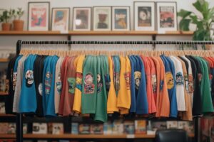 clothes hanging on a rack